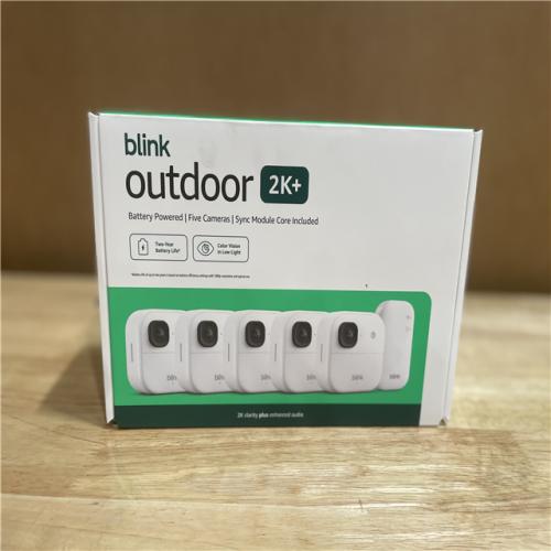 NEW! - Blink Outdoor 2K+ Battery (Newest Model)Wireless Smart Security Camera 2K Resolution Sync Module Core Included 5-Cameras White