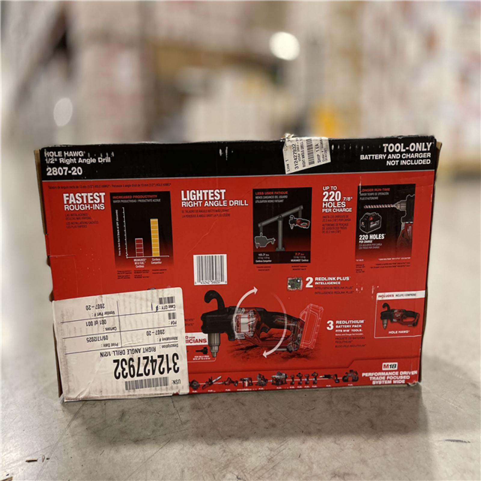 NEW! - Milwaukee M18 FUEL GEN II 18V Lithium-Ion Brushless Cordless 1/2 in. Hole Hawg Right Angle Drill (Tool-Only)