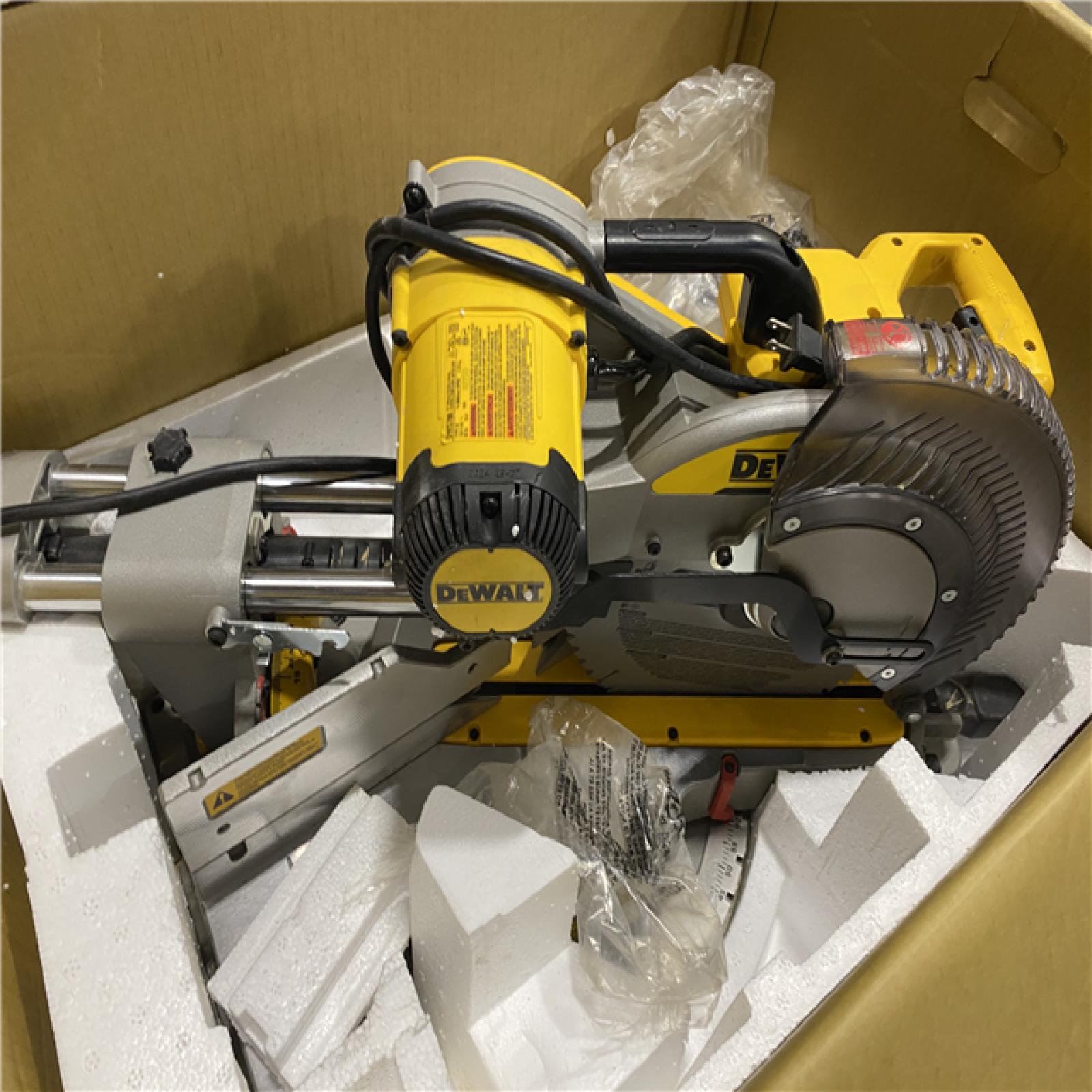 As-Is- DEWALT 15 Amp Corded 12 in. Double Bevel Sliding Compound Miter Saw