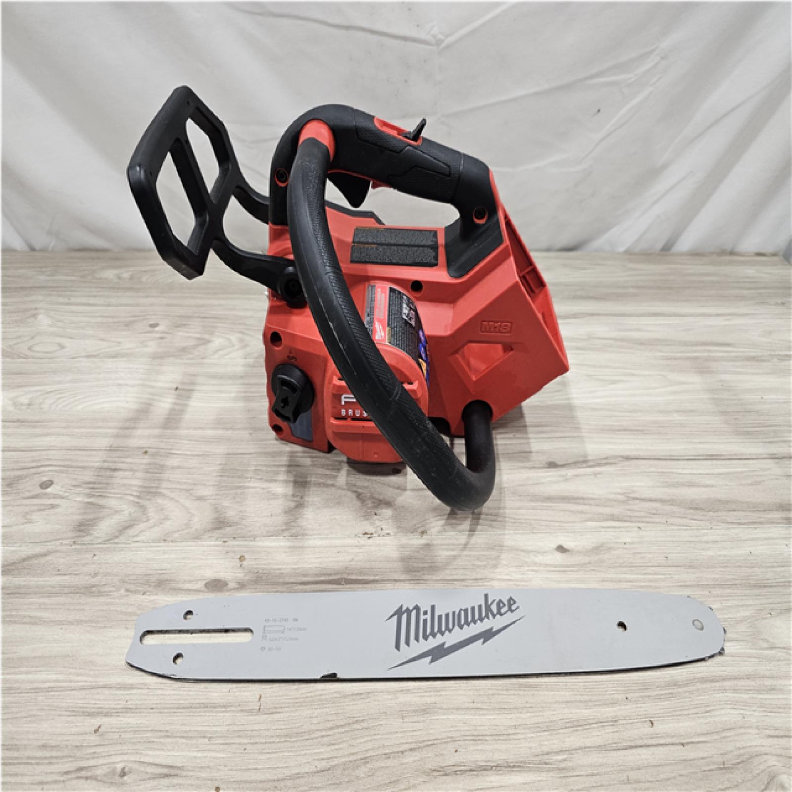 AS-IS Milwaukee FUEL 14 in. 18V Lithium-Ion Brushless Cordless Battery Top Handle Chainsaw (Tool Only)