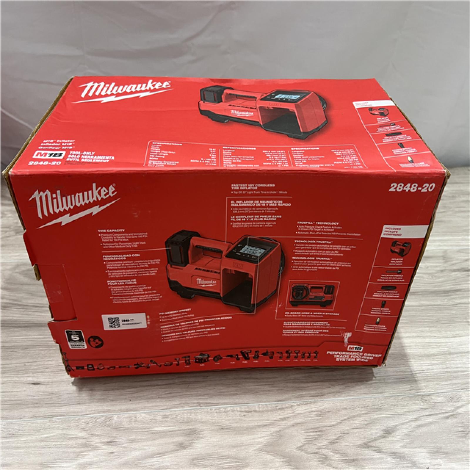 NEW Milwaukee 18-Volt Lithium-Ion Cordless Electric Portable Inflator (Tool-Only)