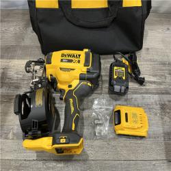 AS-IS DEWALT 20V MAX Lithium-Ion 15-Degree Electric Cordless Roofing Nailer Kit