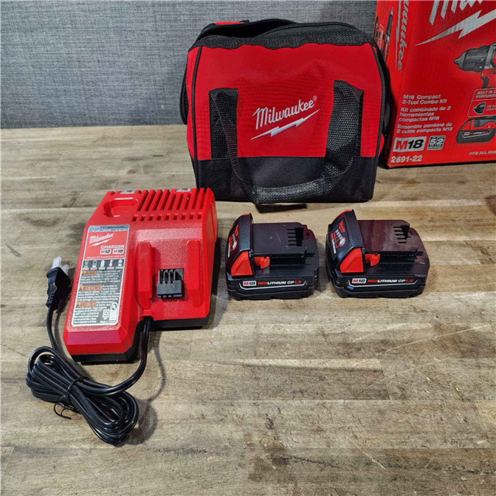 HOUSTON LOCATION - AS-IS Milwaukee 18V Cordless Brushed 2-Tool Drill/Driver and Impact Driver Kit