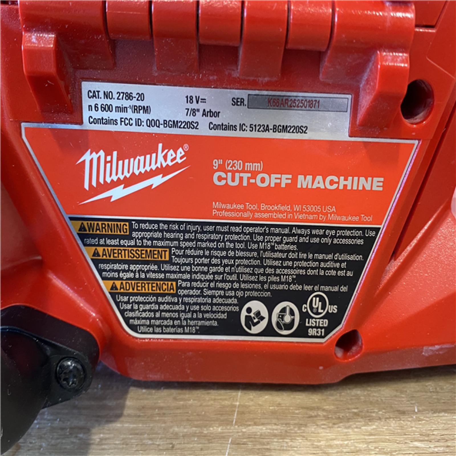 AS-IS Milwaukee FUEL ONE-KEY 18V Lithium-Ion Brushless Cordless 9 in. Cut Off Saw (Tool-Only)