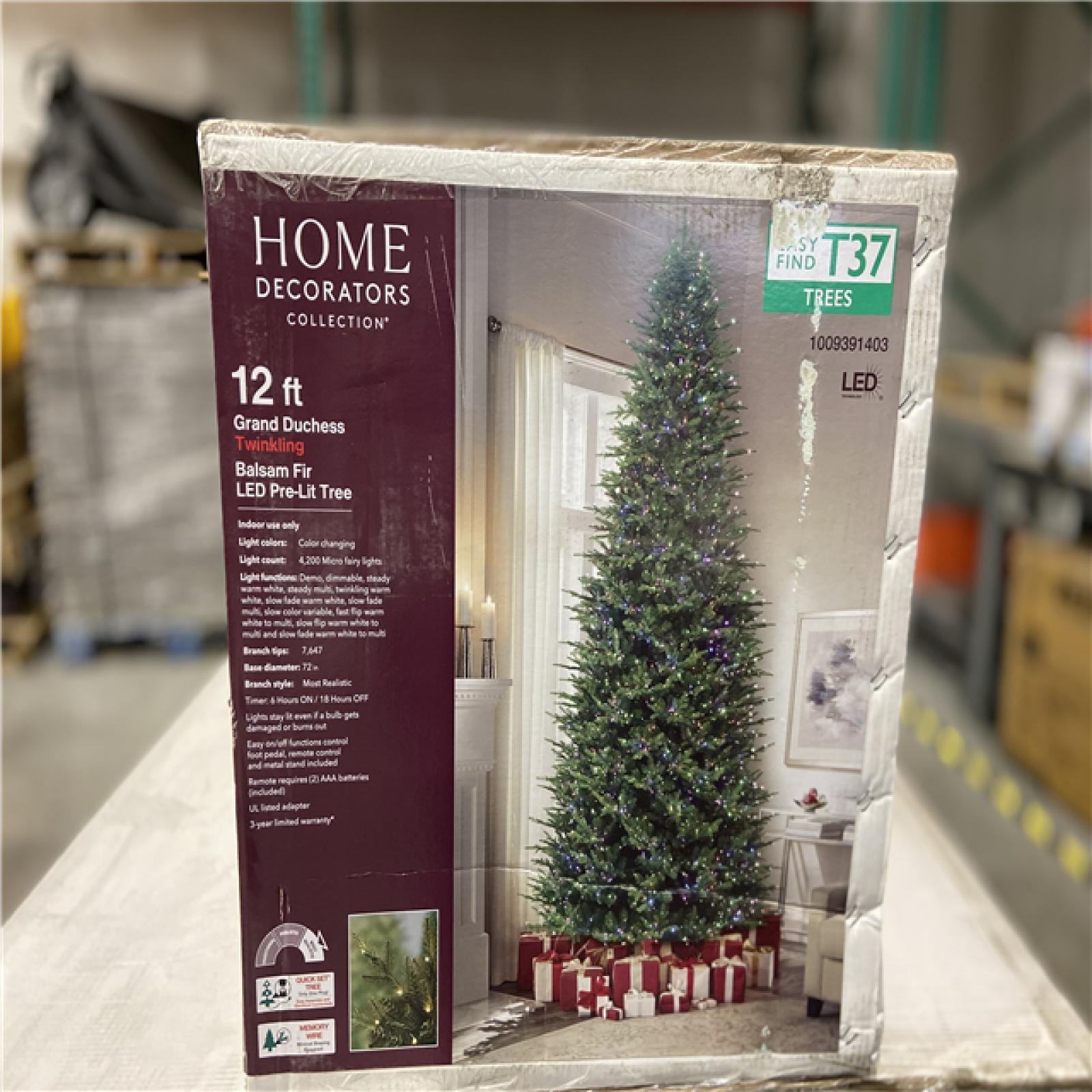DALLAS LOCATION - Home Decorators Collection 12 ft. Grand Duchess Twinkling Balsam Fir LED Pre-Lit Artificial Christmas Tree	