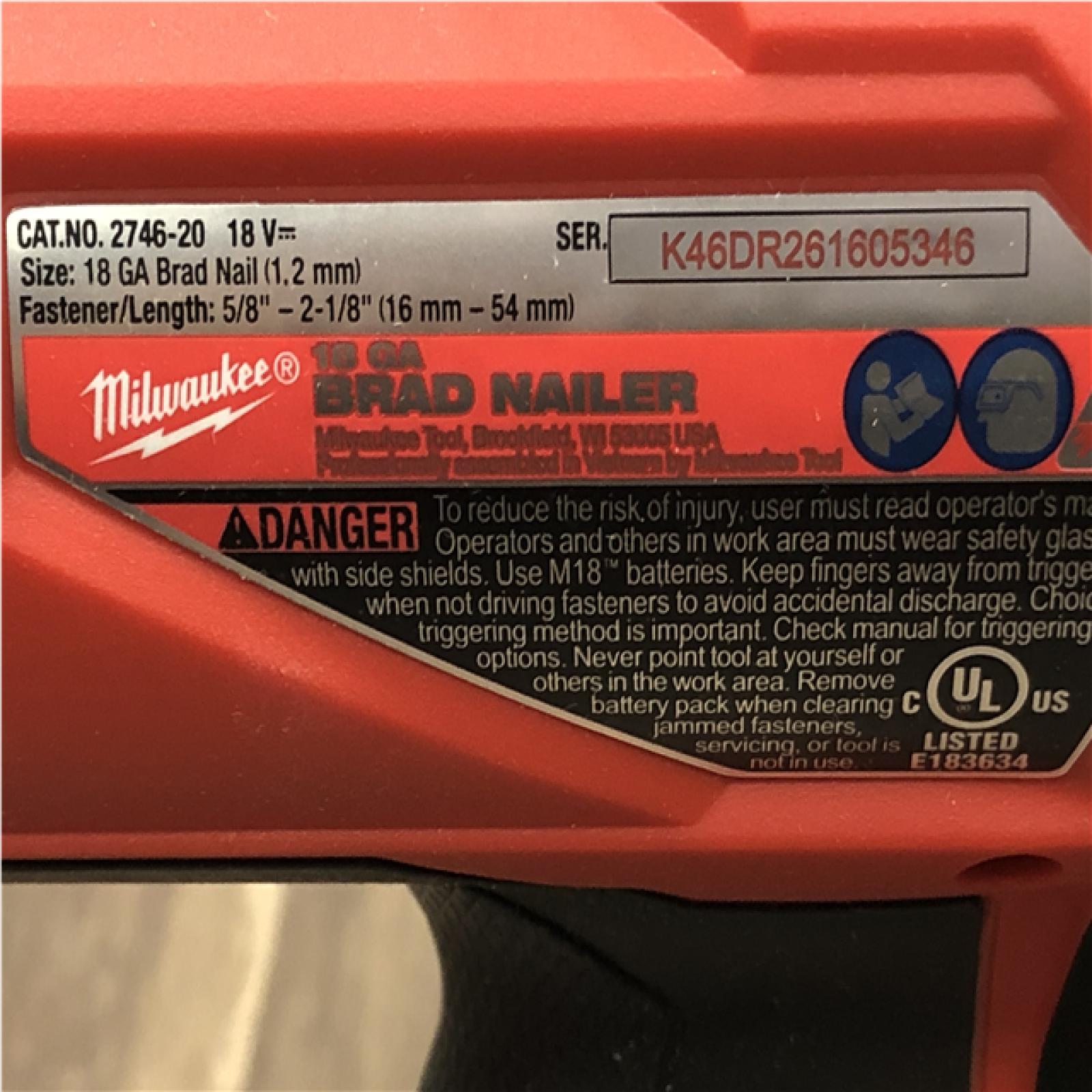 AS-IS  Milwaukee FUEL 18-Volt Lithium-Ion Brushless Cordless Gen II 18-Gauge Brad Nailer (Tool-Only)