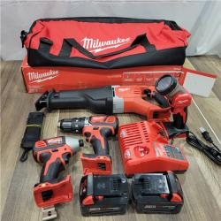 AS-IS MILWAUKEE M18 18V Lithium-Ion Cordless Combo Tool Kit with Two 3.0Ah Batteries, 1-Charger, 1-Tool Bag (4-Tool)