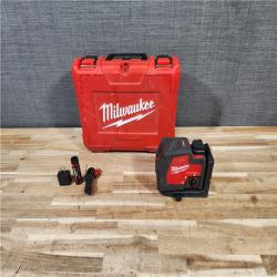 HOUSTON LOCATION - AS-IS MILWAUKEE 100 ft. REDLITHIUM Lithium-Ion USB Green Rechargeable Cross Line Laser Level (TOOL ONLY)
