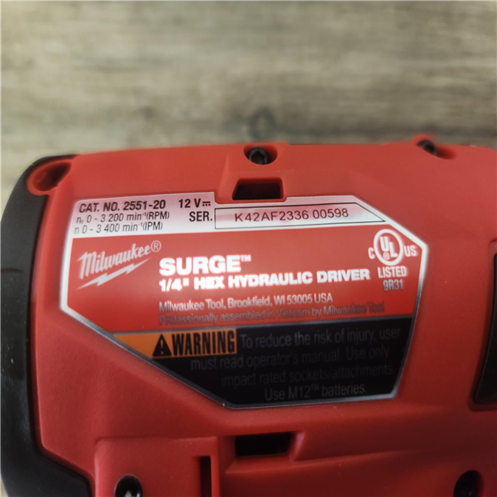 Phoenix Location NEW Milwaukee M12 FUEL SURGE 12V Lithium-Ion Brushless Cordless 1/4 in. Hex Impact Driver Compact Kit w/Two 2.0Ah Batteries, Bag