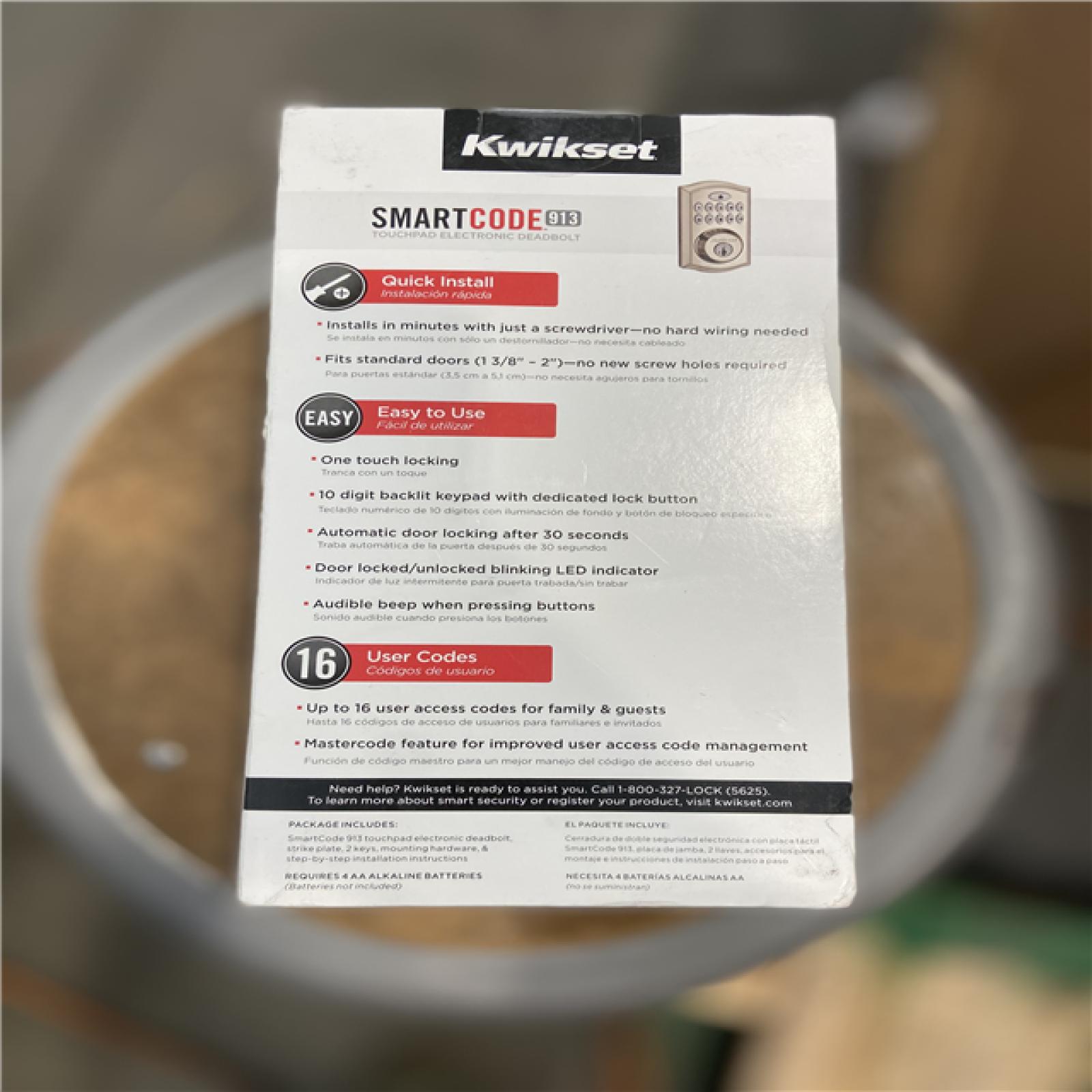 NEW! - Kwikset 99130-003 SmartCode 913 Non-Connected Keyless Entry Electronic Keypad Deadbolt Door Lock Featuring SmartKey Security