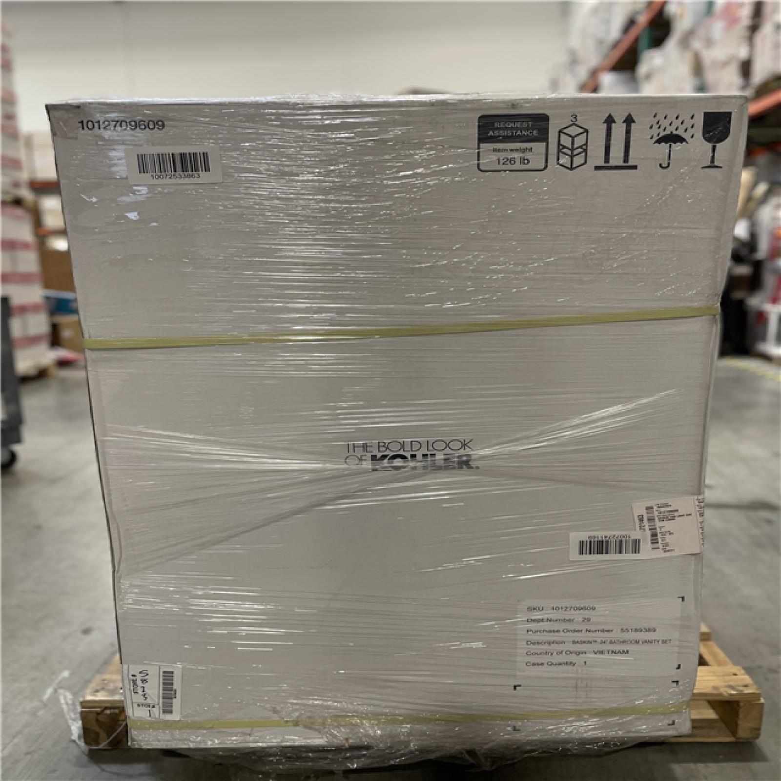 DALLAS LOCATION- KOHLER Baskin 24 in. Single Sink Light Oak Bath Vanity PALLET (2 UNITS)