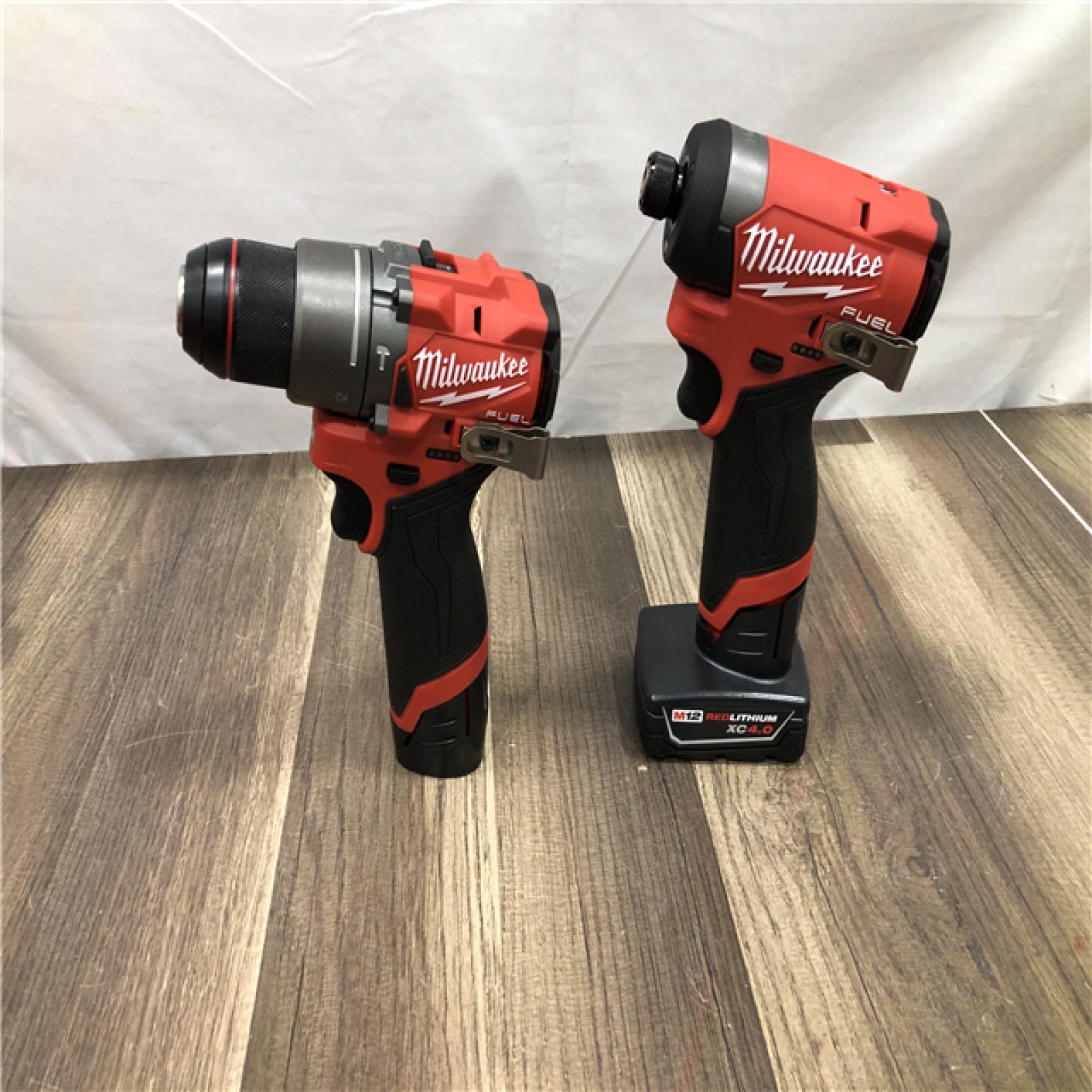 AS-IS Milwaukee FUEL 12-Volt Lithium-Ion Brushless Cordless Hammer Drill and Impact Driver Combo Kit