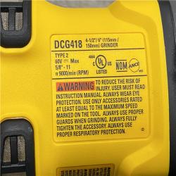 AS-IS DEWALT 60V MAX Cordless Brushless 4.5 in. to 6 in. Small Angle Grinder with Kickback Brake (Tool Only)