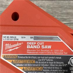 AS-IS Milwaukee FUEL 18V Lithium-Ion Brushless Cordless Deep Cut Band Saw (Tool-Only)