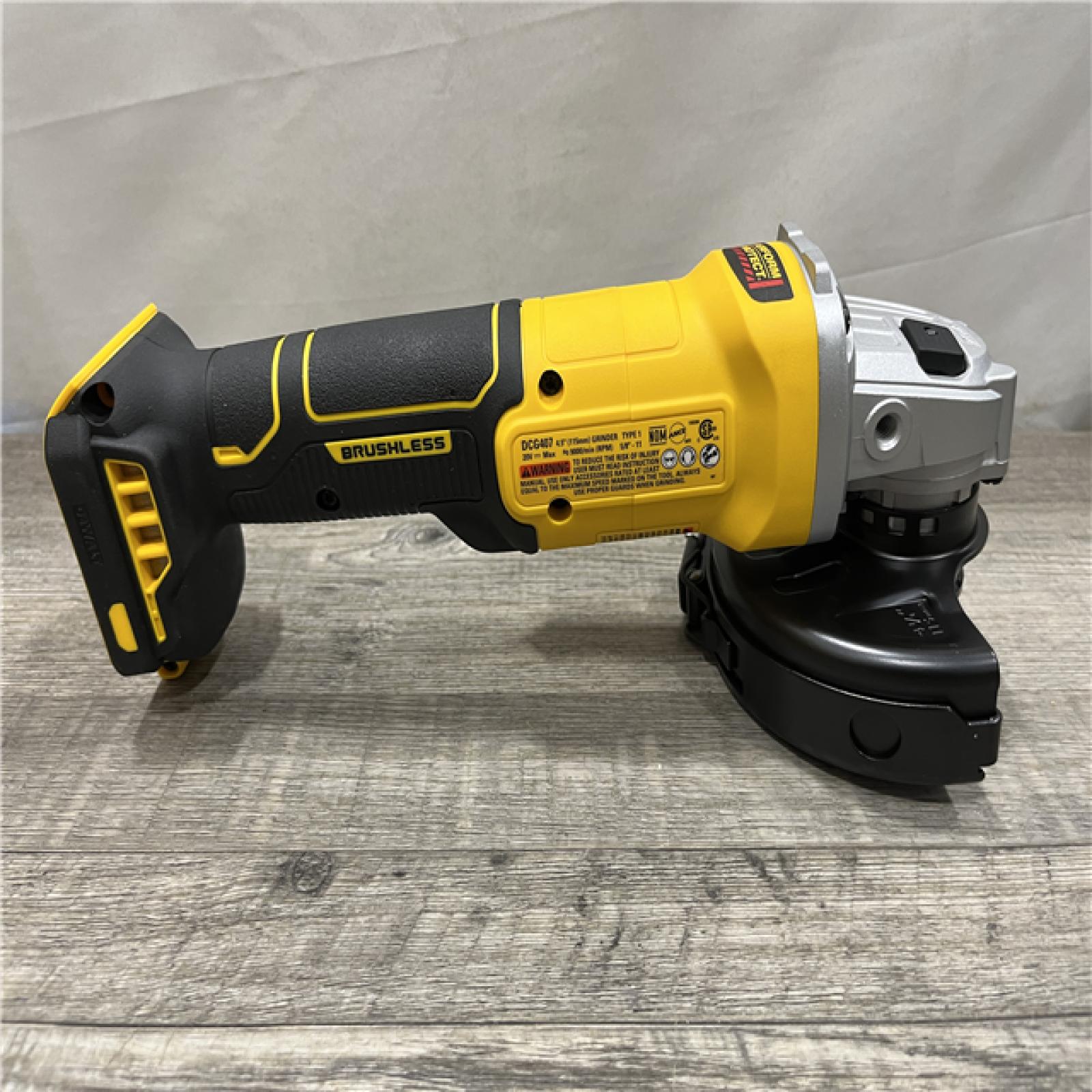 AS-IS DEWALT 20-Volt MAX Cordless Brushless 4-1/2 in. Angle Grinder with Slide Switch (Tool Only)