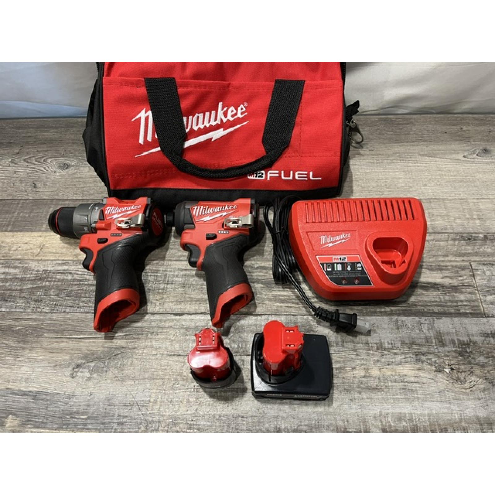 AS-IS Milwaukee FUEL 12-Volt Lithium-Ion Brushless Cordless Hammer Drill and Impact Driver Combo Kit