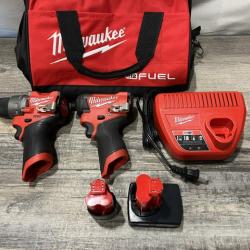 AS-IS Milwaukee FUEL 12-Volt Lithium-Ion Brushless Cordless Hammer Drill and Impact Driver Combo Kit