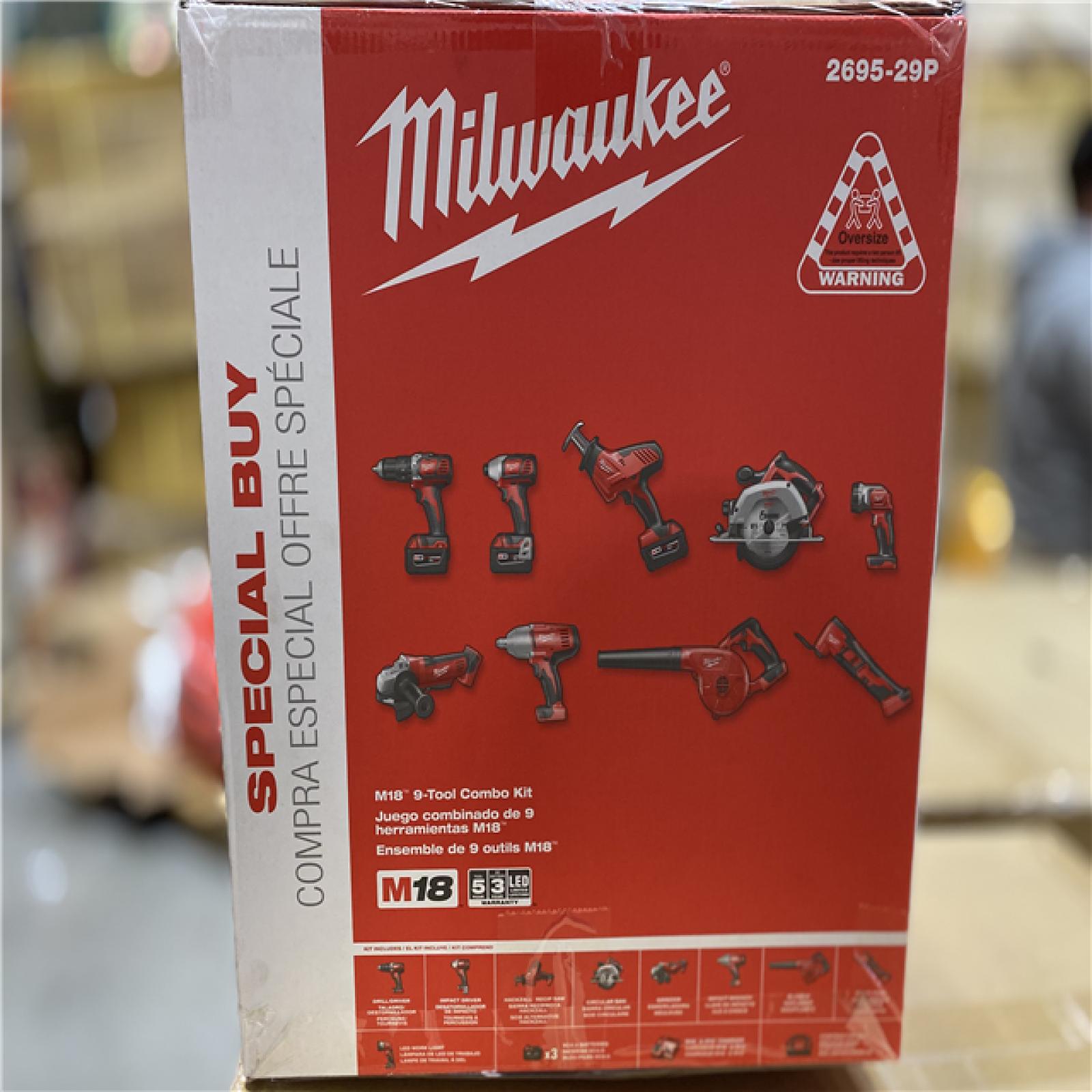 NEW!- Milwaukee M18 Cordless 9-Tool Combo Kit w/ (3) 4.0Ah Batteries & Charger