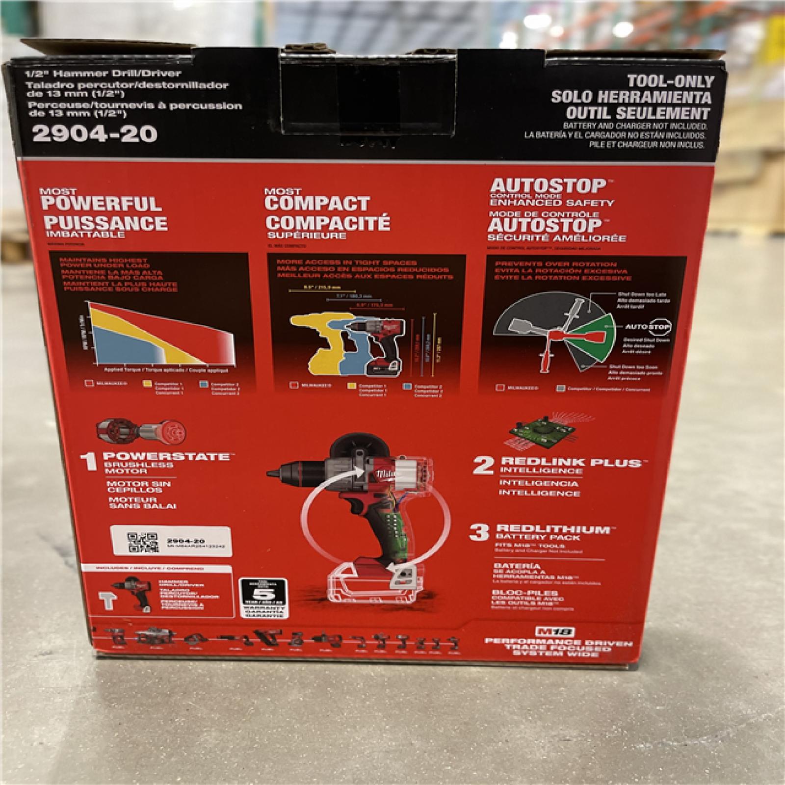 NEW! - Milwaukee M18 FUEL 18V Lithium-Ion Brushless Cordless 1/2 in. Hammer Drill/Driver (Tool-Only)