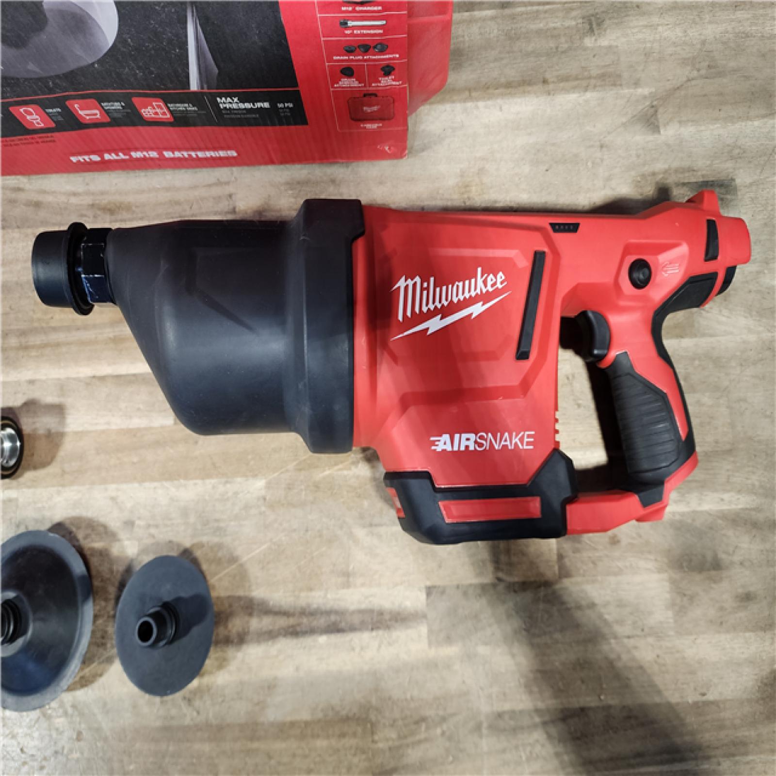 HOUSTON LOCATION - AS-IS M12 12-Volt Lithium-Ion Cordless Drain Cleaning Airsnake Air Gun Kit with (1) 2.0Ah Battery  Toilet Attachments
