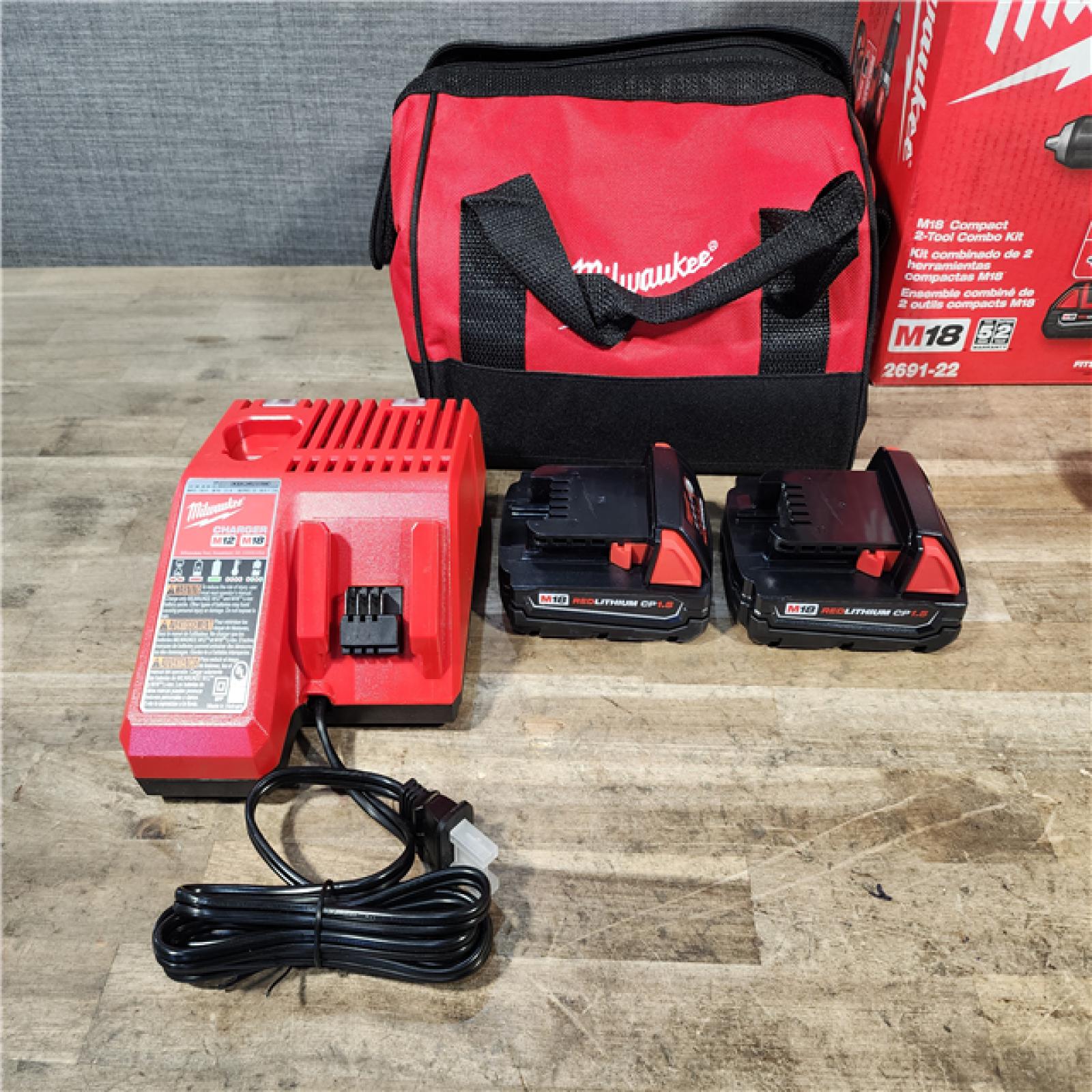 HOUSTON LOCATION - AS-IS Milwaukee 18V Lithium-Ion Cordless Drill Driver/Impact Driver Combo Kit