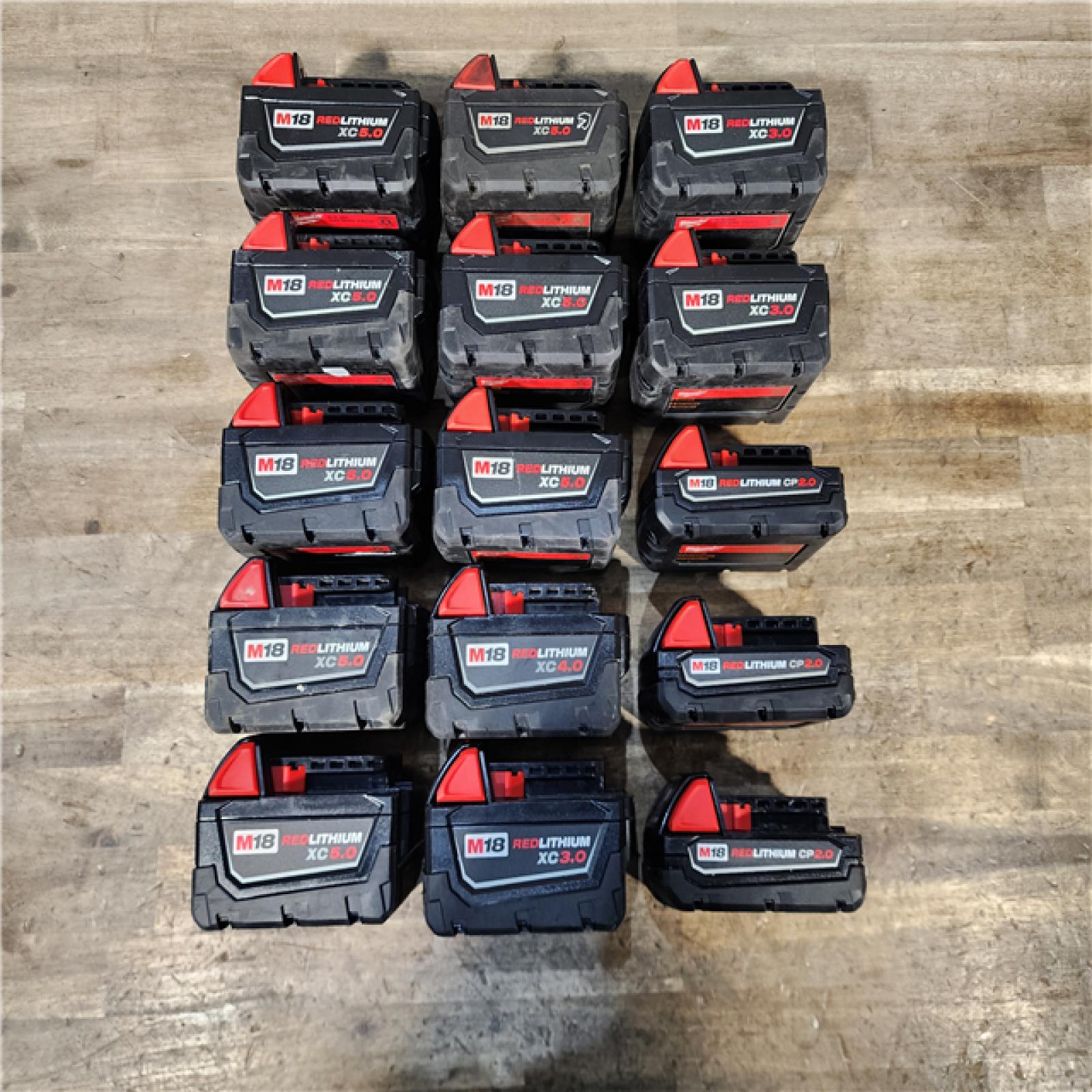 HOUSTON LOCATION - AS-IS MILWAUKEE BATTERY PACK QTY - 15