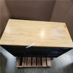 Phoenix LIKE NEW Husky Heavy Duty 61 in. W x 22 in. D 15-Drawer Matte Black Mobile Workbench Cabinet with Solid Wood Top