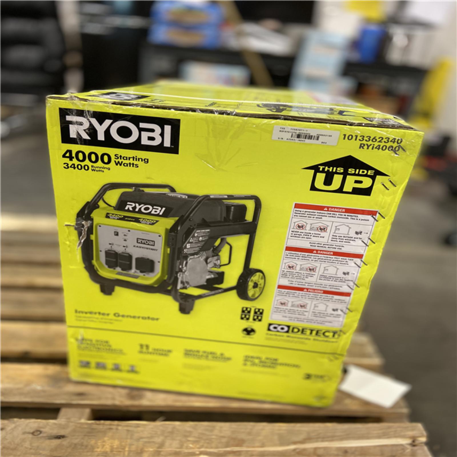 DALLAS LOCATION - RYOBI 4000-Watt Recoil Start Gasoline Powered Inverter Generator with CO Shutdown