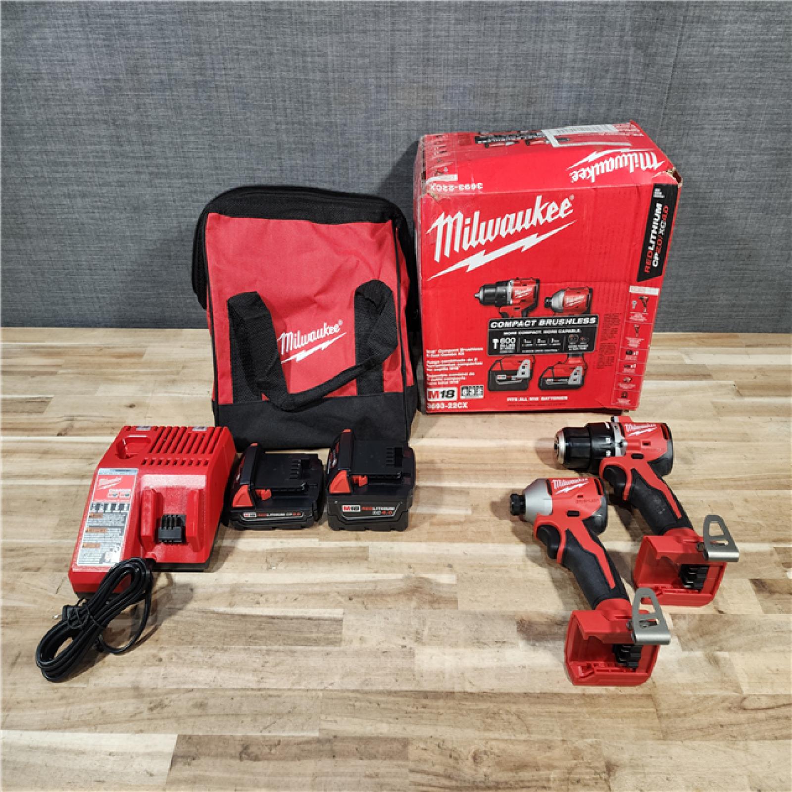 HOUSTON LOCATION - AS-IS Milwaukee 18-Volt Lithium-Ion Brushless Cordless Compact Hammer Drill/Impact Combo Kit