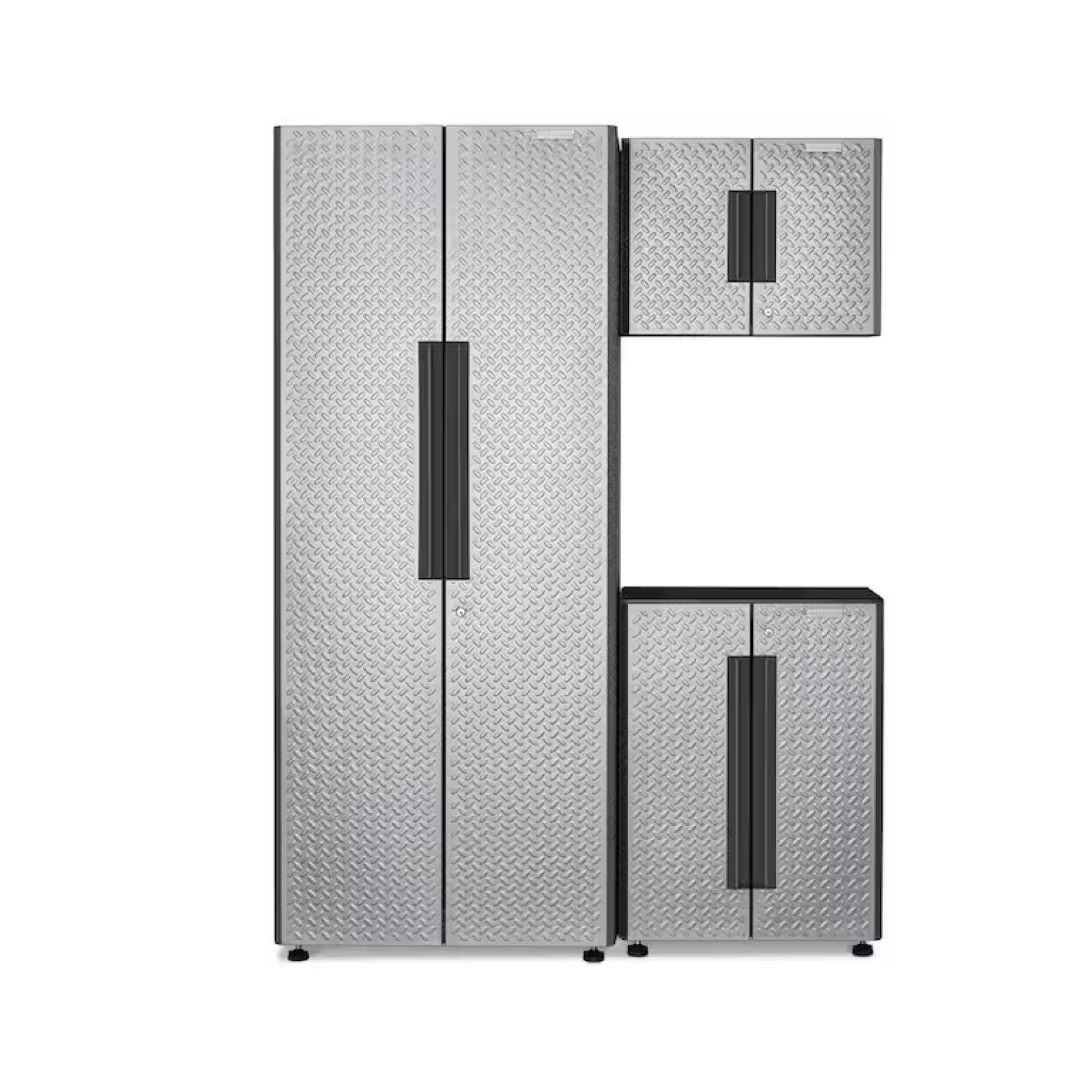 DALLAS LOCATION- Gladiator Flex 54 in. W x 75 in. H x 19 in. D Pre-Assembled 24 Gauge Welded Steel 3-Piece Garage Storage System in Silver Tread PALLET-(2 SETS)