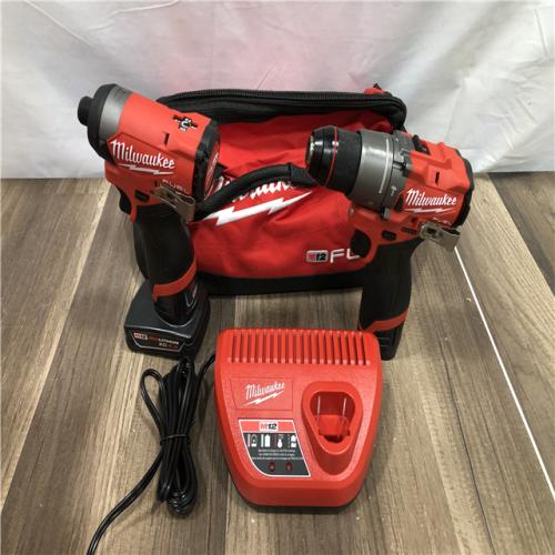 AS-IS Milwaukee FUEL 12-Volt Lithium-Ion Brushless Cordless Hammer Drill and Impact Driver Combo Kit