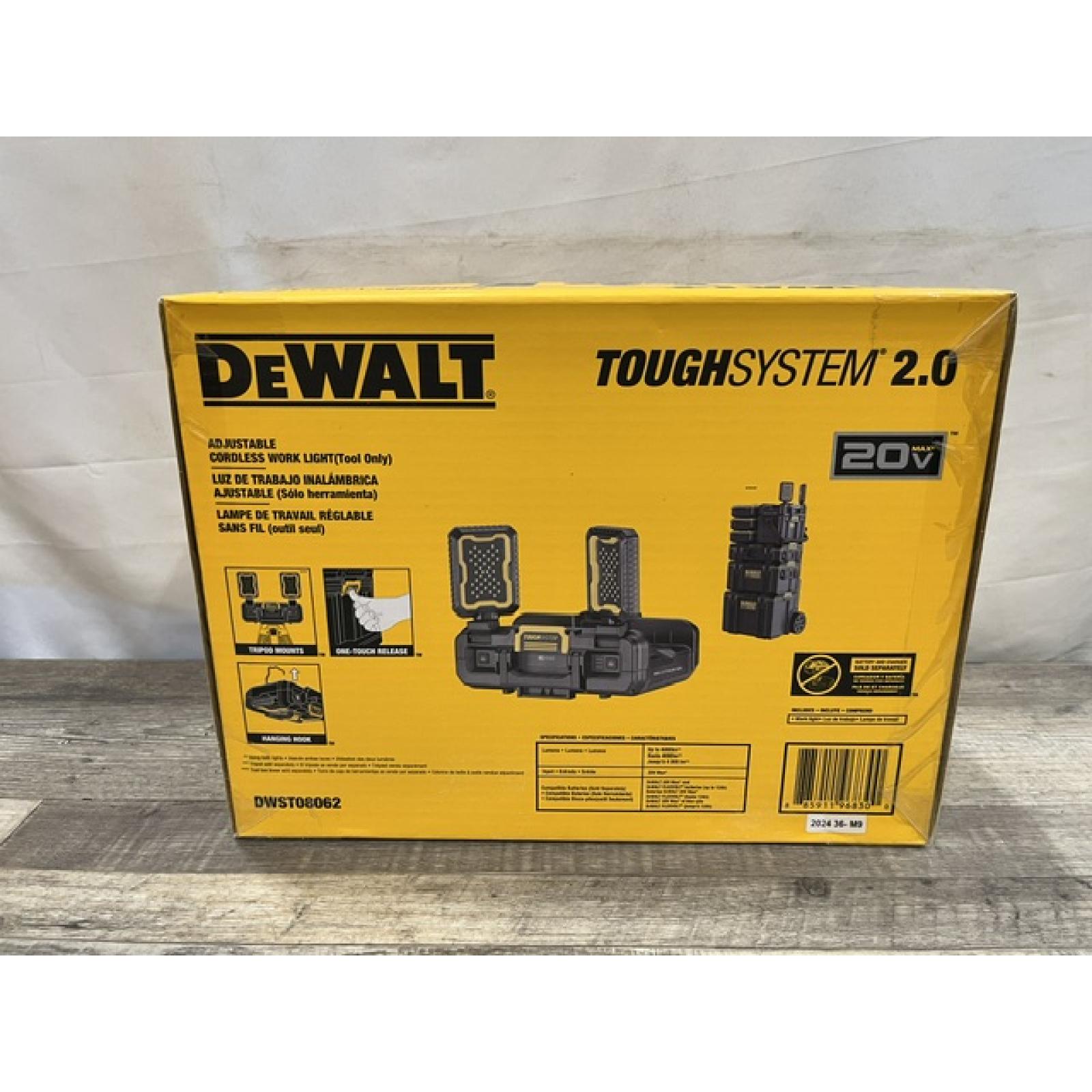 NEW - DEWALT Tough System 2.0 Flex Volt 20V/60V Cordless LED Adjustable Work Light