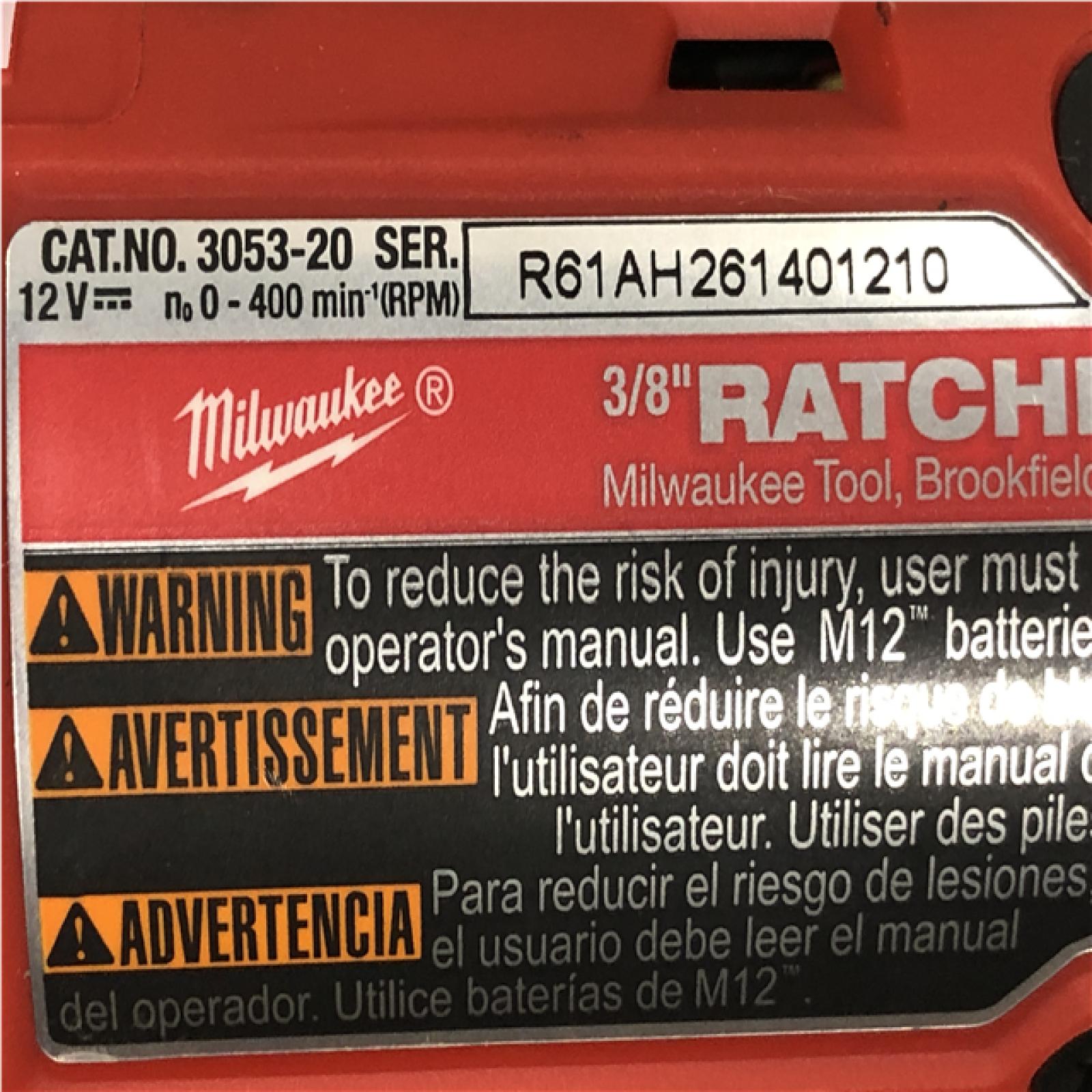 AS-IS Milwaukee FUEL 12V Lithium-Ion Compact 3/8 in. Cordless Ratchet (Tool-Only)