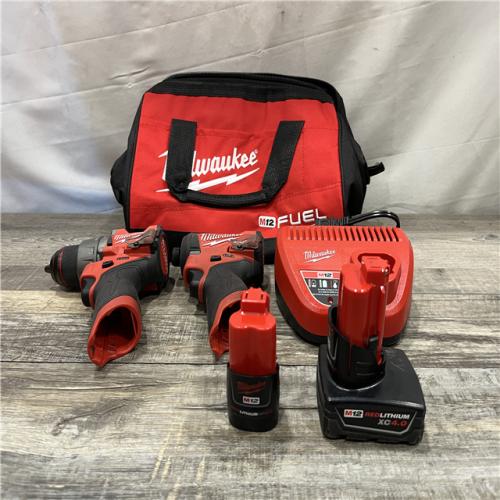 AS-IS Milwaukee FUEL 12-Volt Lithium-Ion Brushless Cordless Hammer Drill and Impact Driver Combo Kit