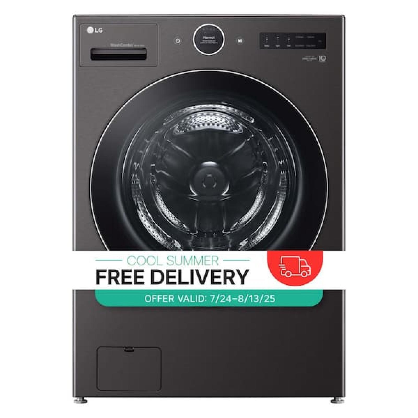 Phoenix Location LG 5.0 cu. ft. Mega Capacity Smart Front Load Electric All-in-One Washer Dryer Combo with TurboWash360 WiFi in Black Steel