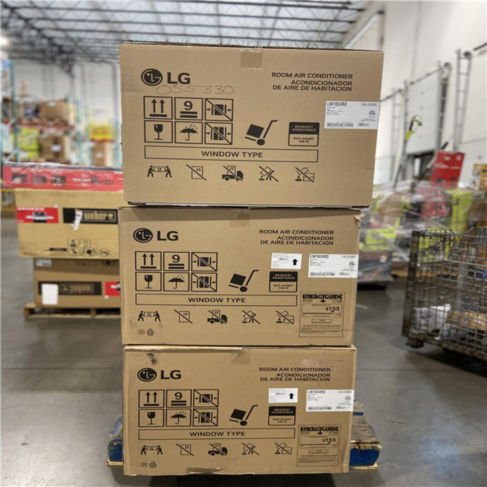 DALLAS LOCATION - LG 18,000 BTU 208/230V Window Air Conditioner Cools 1,000 Sq. Ft.  (6 units)