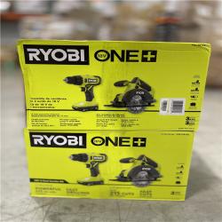 RYOBI ONE+ 18V Cordless 2-Tool Combo Kit with Drill/Driver, Circular Saw, (2) 1.5 Ah Batteries, and Charger-( 2 UNITS)