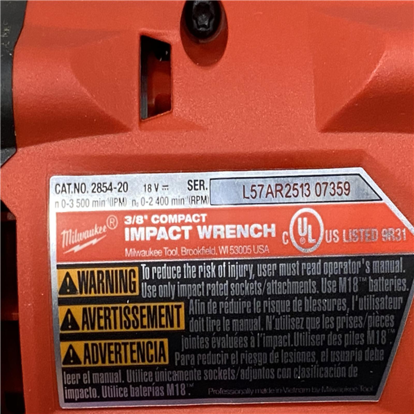 AS-IS Milwaukee FUEL GEN-3 18V Lithium-Ion Brushless Cordless 3/8 in. Compact Impact Wrench with Friction Ring (Tool-Only)