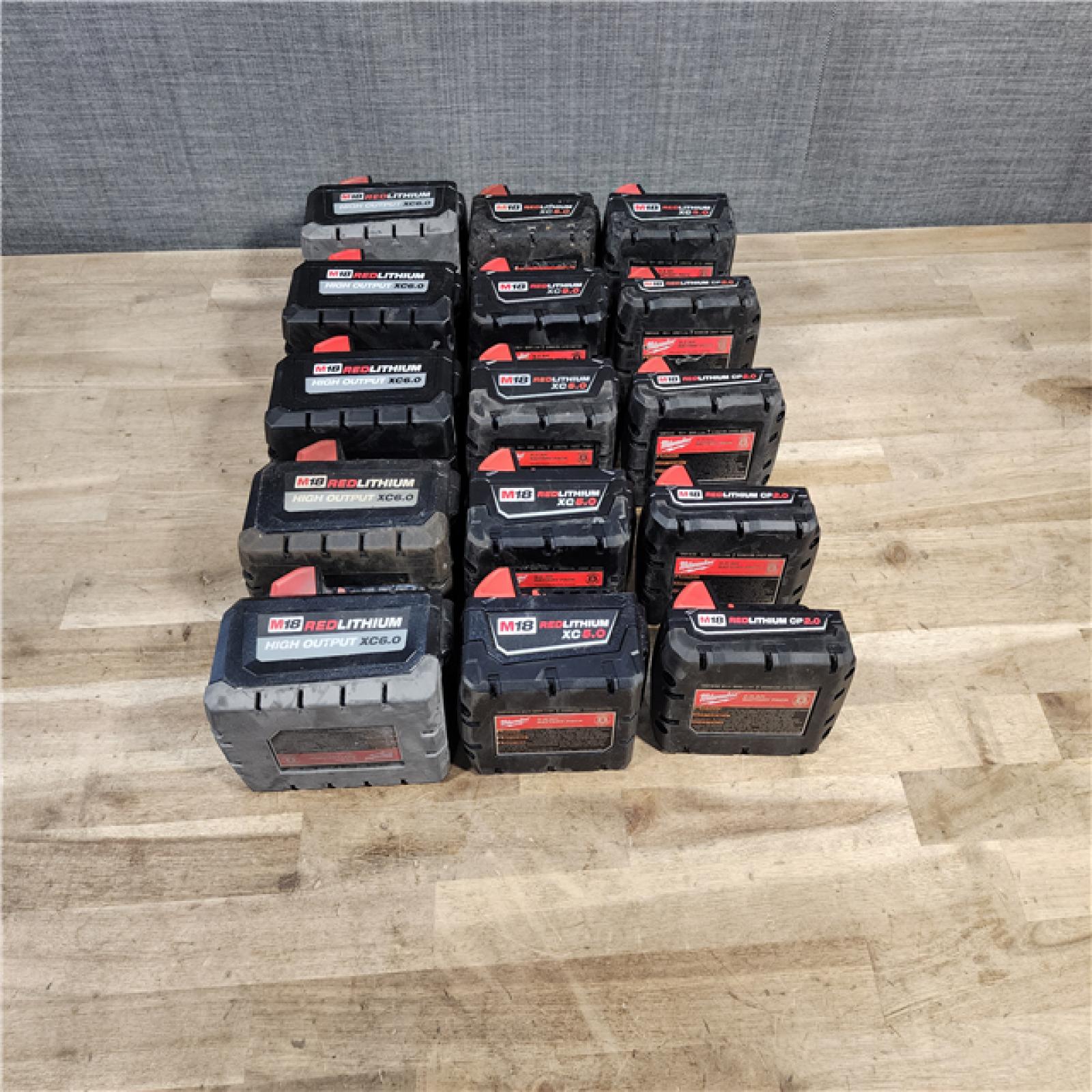 HOUSTON LOCATION - AS-IS MILWAUKEE BATTERY PACK QTY - 15