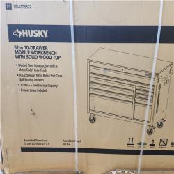 Phoenix NEW Husky Standard-Duty 52 in. W 10-Drawer Matte Cadet Gray Mobile Workbench Cabinet with Solid Wood Top