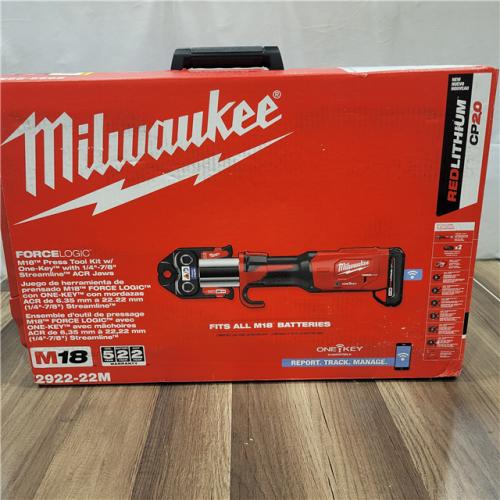 AS-IS Milwaukee Tool M18 18V  Brushless Cordless FORCE LOGIC Press Tool Kit with 1/4 in. - 7/8 in. ACR Jaws (6-Jaws Incl)