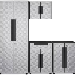 DALLAS LOCATION - GLADIATOR 78 in W x 75 in H x 19 in D Pre-Assembled 24 Gauge Welded Steel 4-Piece Garage Storage System in Silver Tread (1 SET)