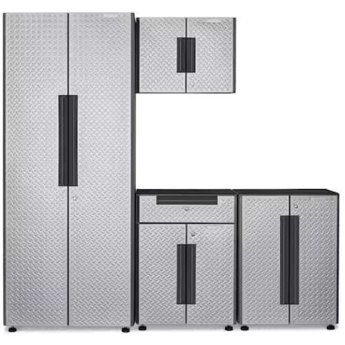 DALLAS LOCATION - GLADIATOR 78 in W x 75 in H x 19 in D Pre-Assembled 24 Gauge Welded Steel 4-Piece Garage Storage System in Silver Tread (1 SET)