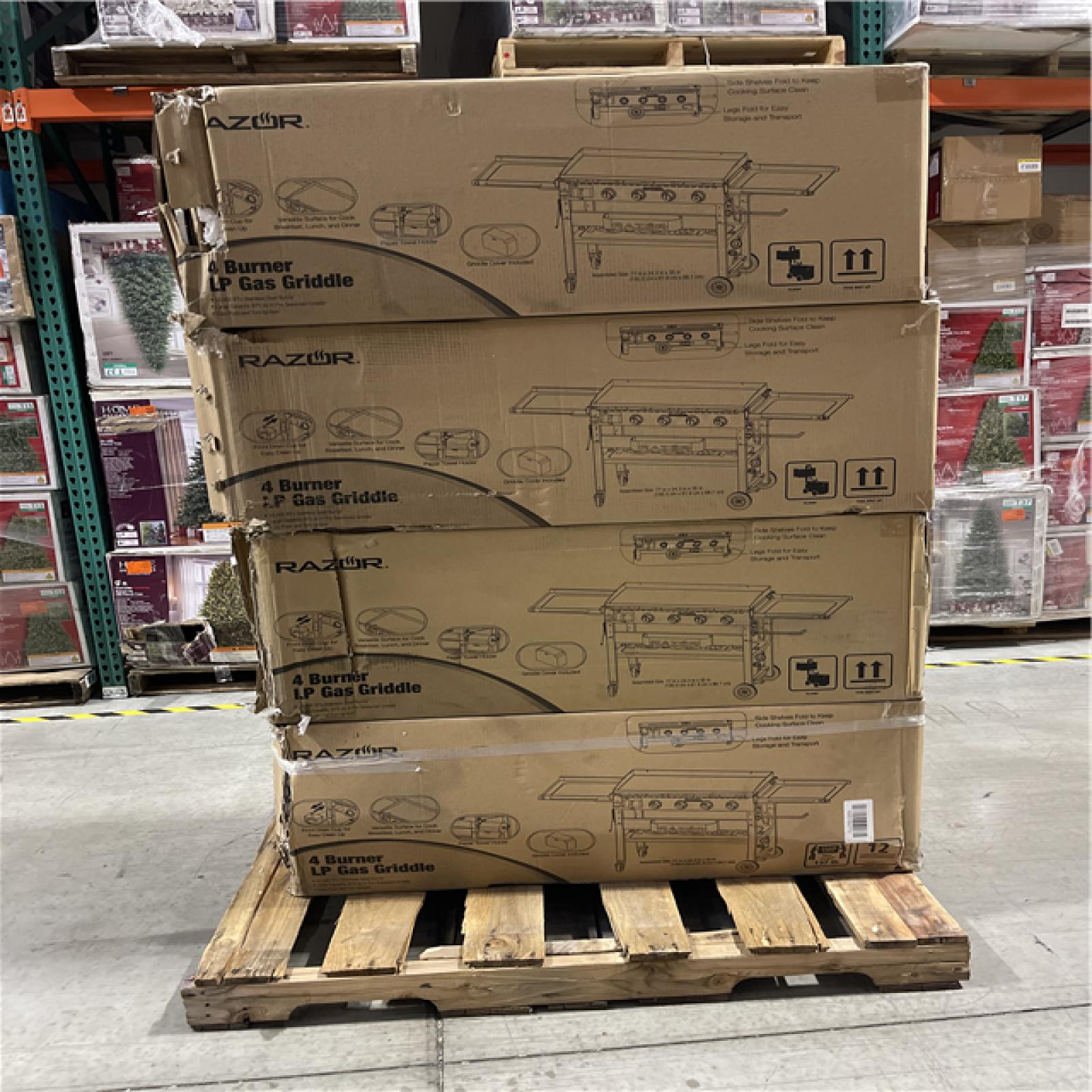 DALLAS LOCATION- Razor 37 in. 4-Burner Portable Propane Gas Griddle Flat Top Grill PALLET( UNITS 4)