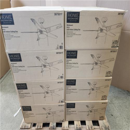Phoenix NEW Home Decorators Collection Windward 44 in. LED Indoor Matte White Ceiling Fan with Light Kit Pallet 24 Count (SEALED)