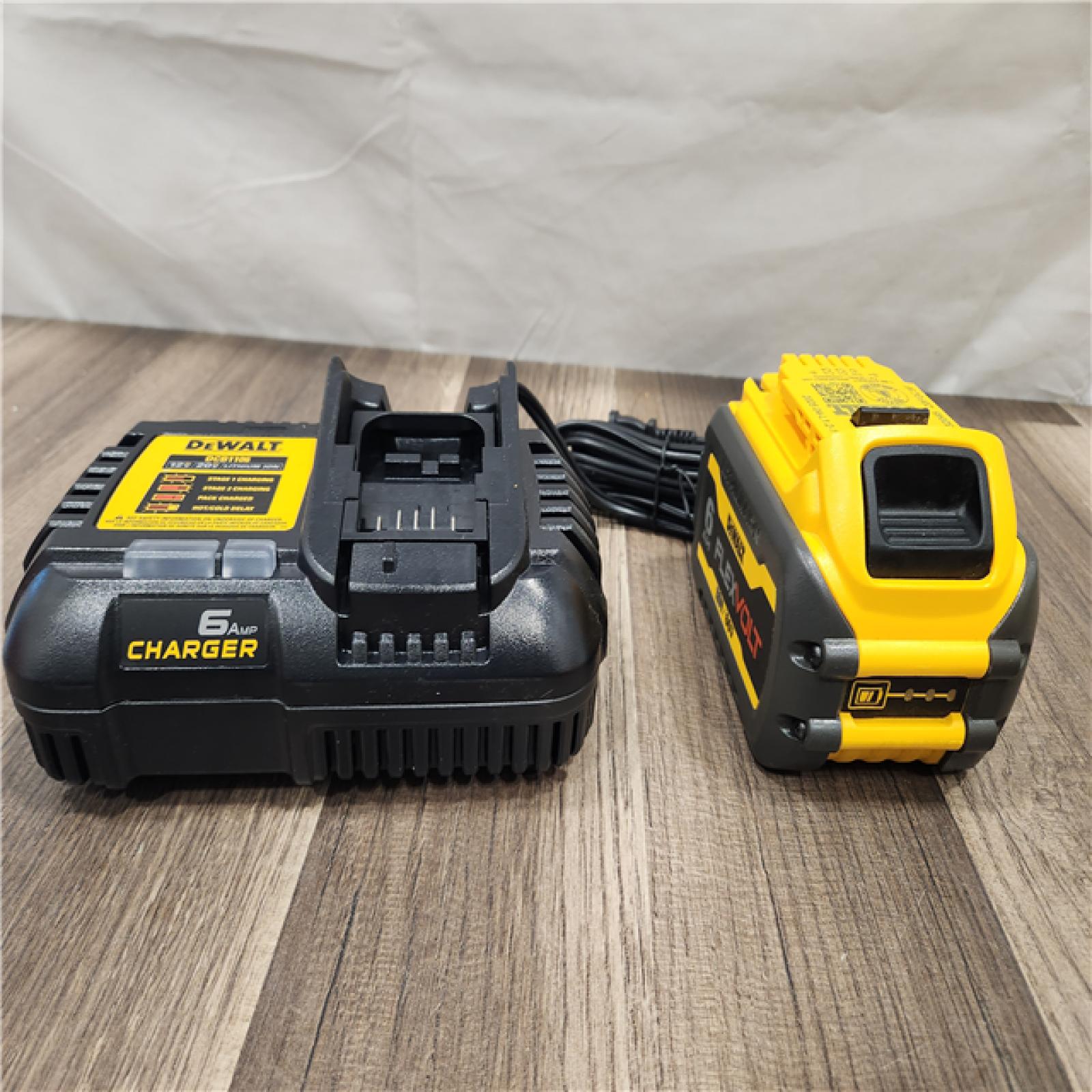 AS-IS DEWALT FLEXVOLT 20V/60V MAX Lithium-Ion 6.0Ah Battery Pack with 6 Amp Output Charger