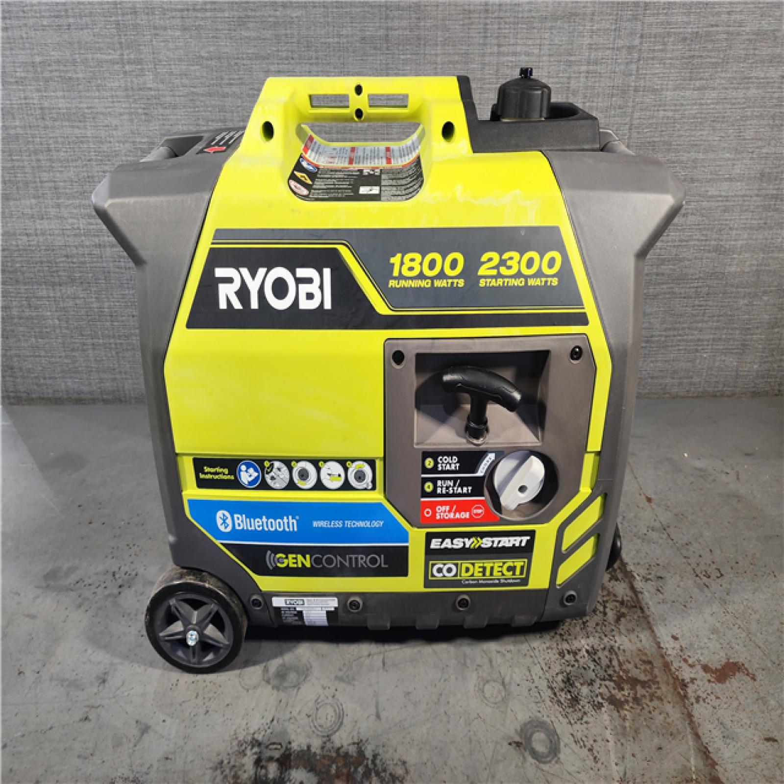 HOUSTON LOCATION - AS-IS RYOBI 2,300-Watt Recoil Start Bluetooth Super Quiet Gasoline Powered Digital Inverter Generator with CO Shutdown Sensor
