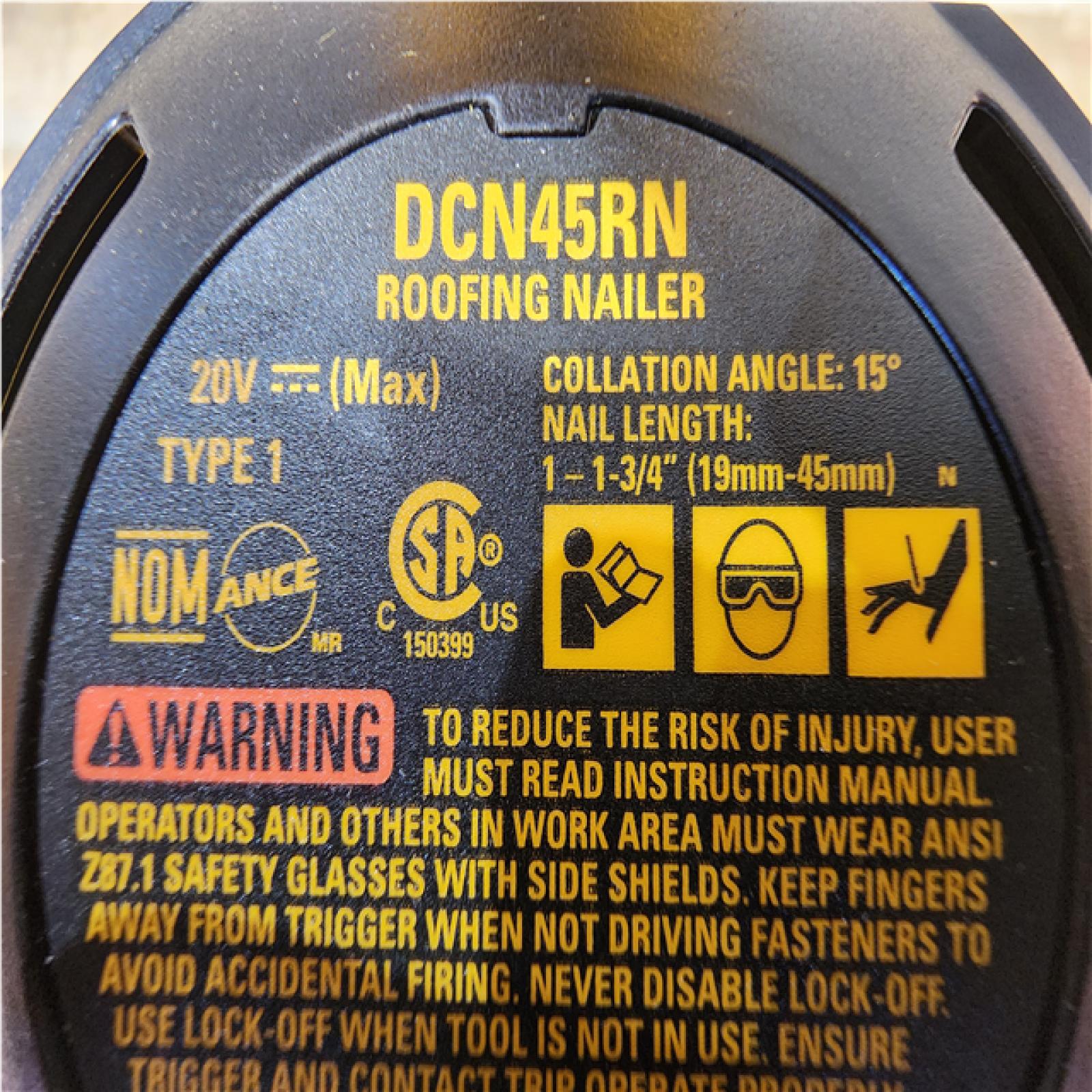 HOUSTON LOCATION - AS - IS DEWALT 20V MAX 15-Degree Electric Cordless Roofing Nailer (Tool Only)