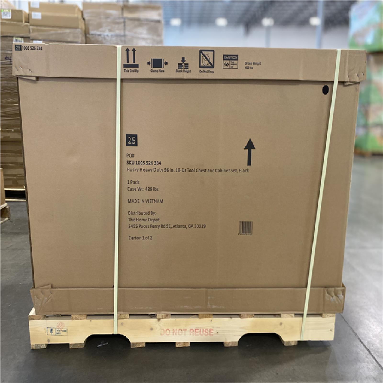 DALLAS LOCATION - Husky 56 in. W x 22 in. D Heavy Duty 23-Drawer Combination Rolling Tool Chest and Top Tool Cabinet in Matte Black (Bottom Piece Only)