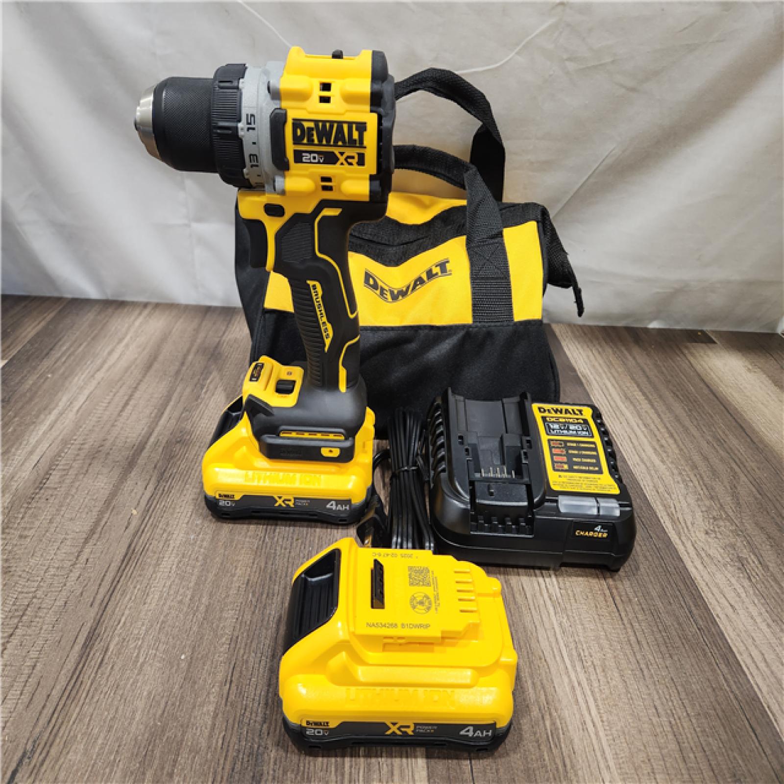 AS-IS- DeWalt 20V XR Lithium-Ion Cordless Brushless 1/2 in. Drill/Driver Kit with (2) 4.0 Ah Batteries and Charger